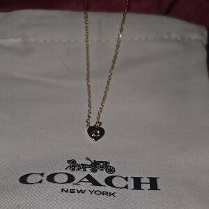 Coach Gold Chain with Gold Heart Necklace